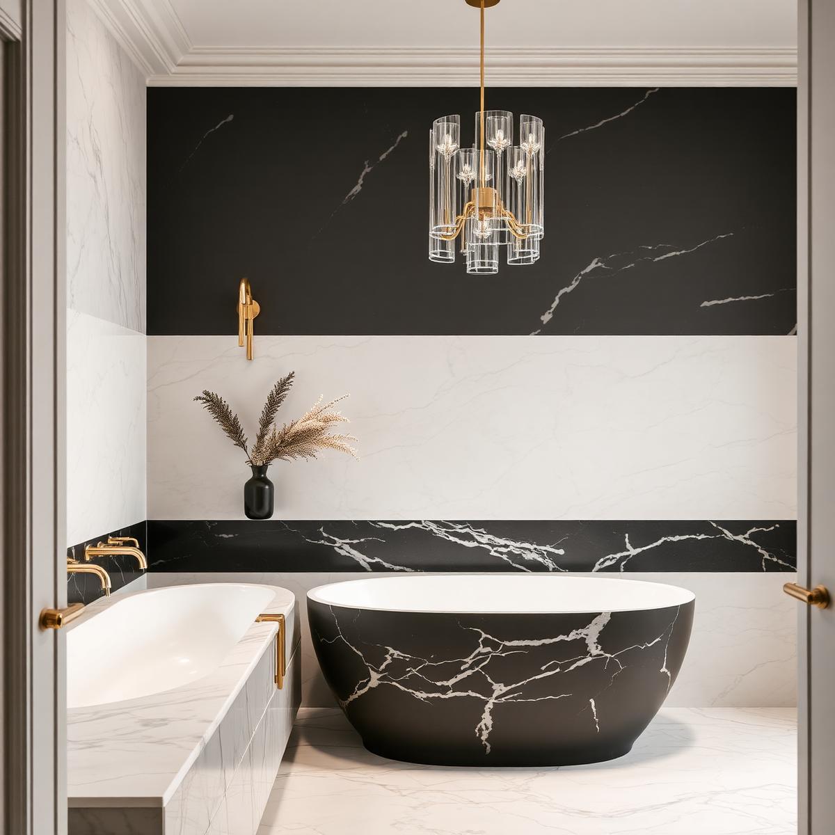 Luxury master bathroom remodel in marble